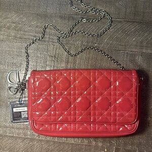 Dior Red Quilted Wallet on Chain Bag